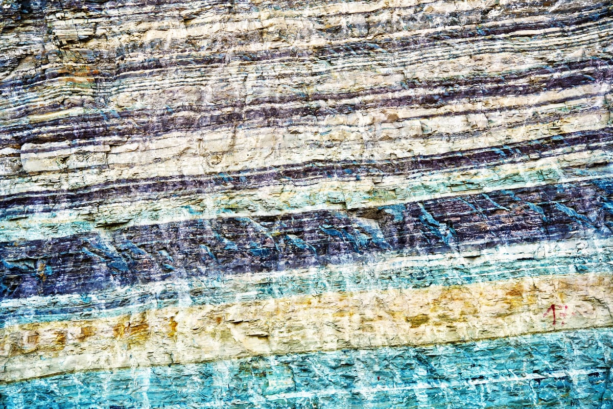 Ancient Appalachian rock strata that filter Cedar Mountain's mineral water