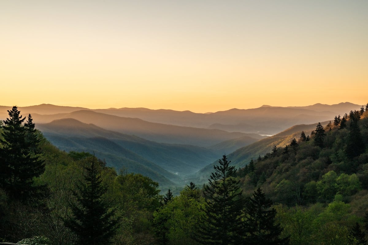 Sunrise Light Over Valley in the Smokies in Early Summer