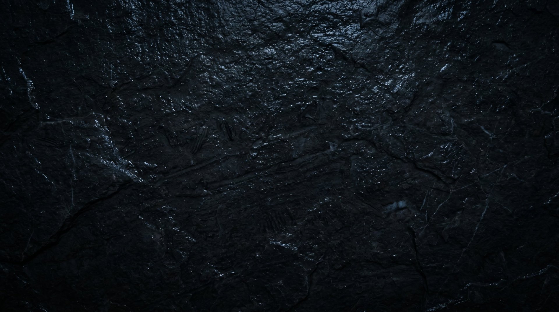 Dark, textured rock or stone surface with rough, weathered patterns and shadowy crevices